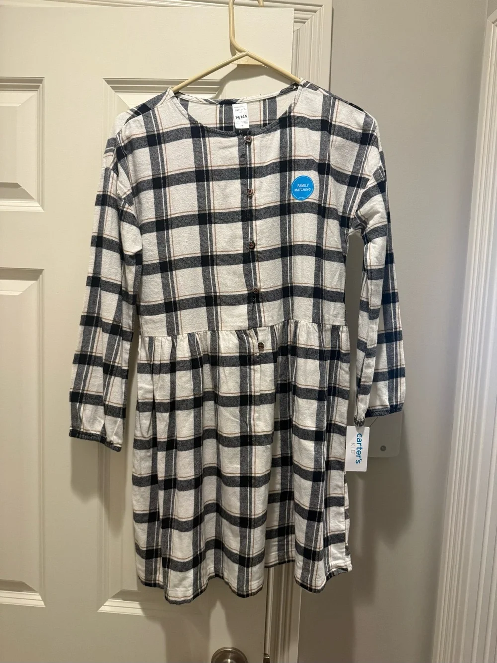 Carter's Black & White Plaid Long-Sleeve Nightgown